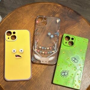 Quirky Phone Case Set - Yellow, clear holiday, Green